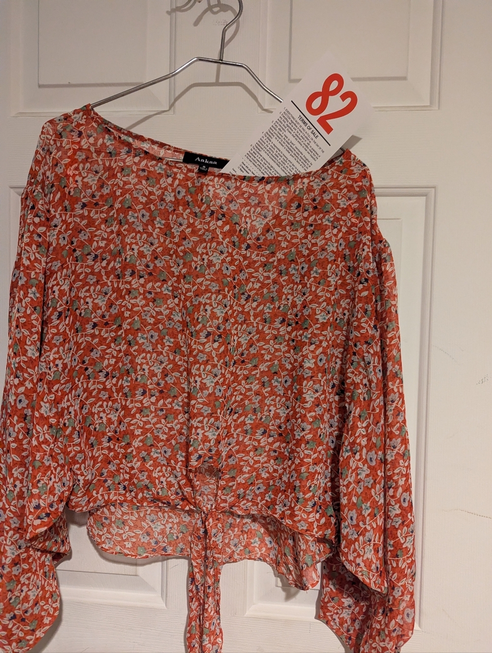 Lot 82 Red Floral Long Sleeve Blouse - Small